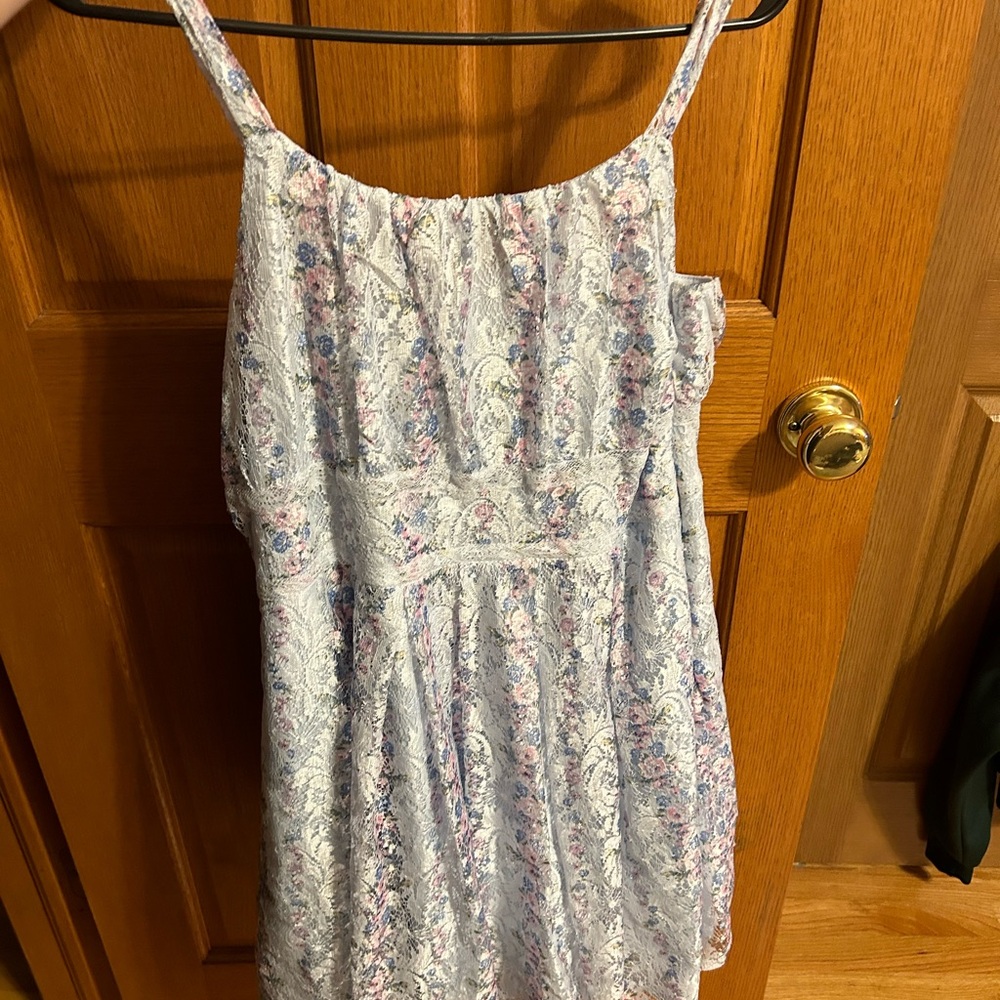 Girls knit works blue flower dress size 16 plus